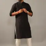 Designer Black Silk Kurta Pajama Set for Men | Partywear Indian Ethnic Outfit